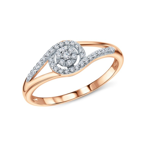 Золотое кольцо с бриллиантами природными