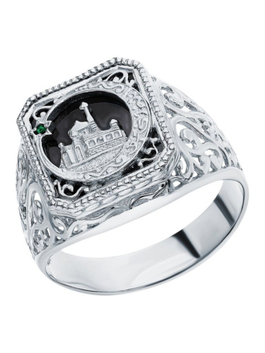 Серебряное кольцо с фианитами "Мусульманское"