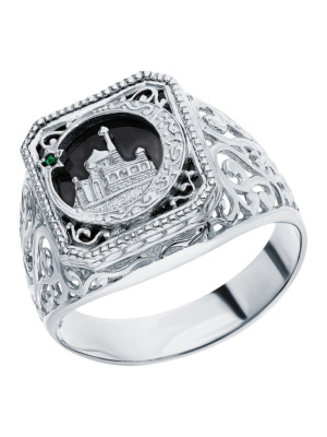 Серебряное кольцо с фианитами "Мусульманское"