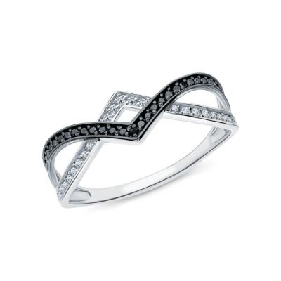 Золотое кольцо с бриллиантами черными природными