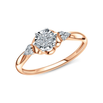 Золотое кольцо с бриллиантами природными