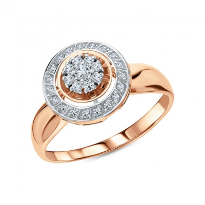 Золотое кольцо с бриллиантами природными