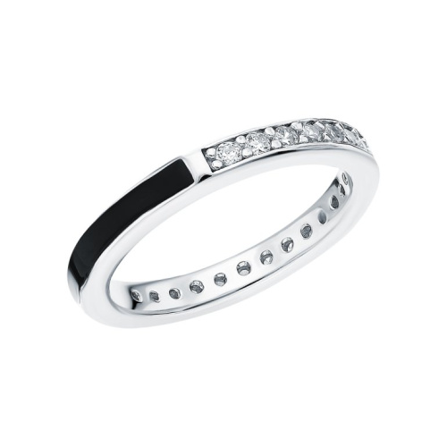 Серебряное кольцо с эмалью и фианитами