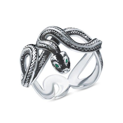 Серебряное кольцо с эмалью и фианитами