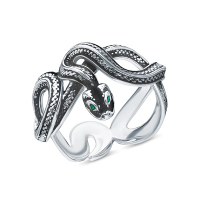 Серебряное кольцо с эмалью и фианитами