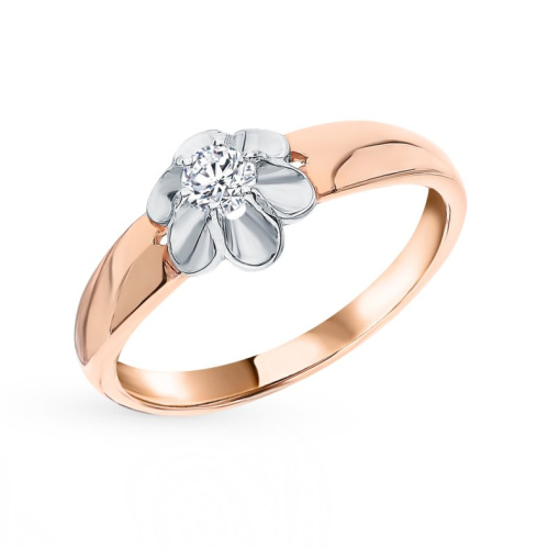 Золотое кольцо с фианитами