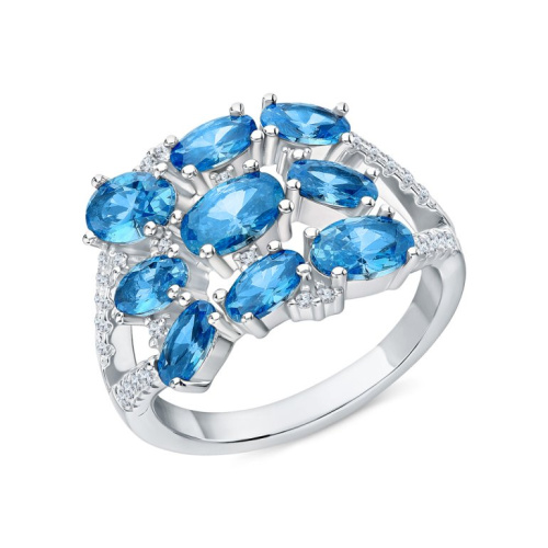 Серебряное кольцо с фианитами и алпанитом