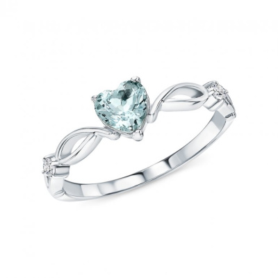 Серебряное кольцо с фианитами и топазами природными