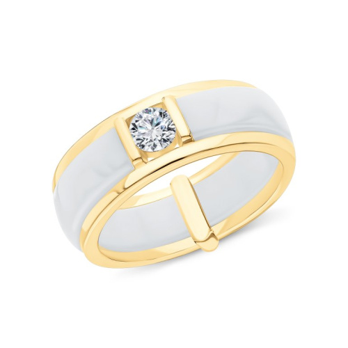 Серебряное кольцо с фианитами и керамикой