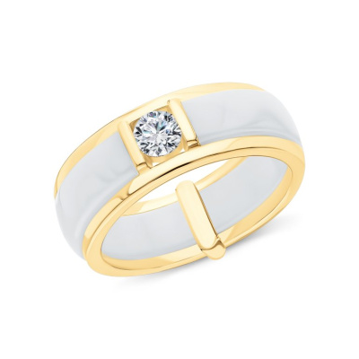 Серебряное кольцо с фианитами и керамикой