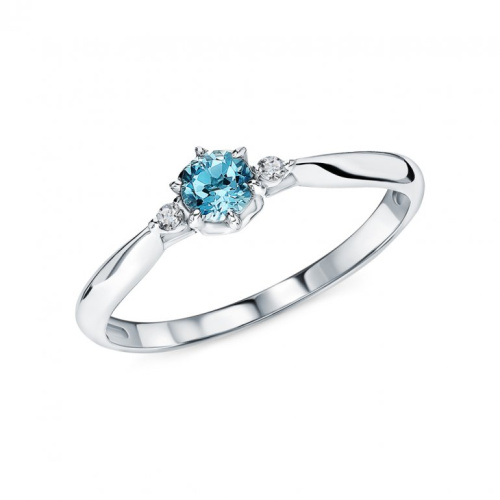 Серебряное кольцо с фианитами и топазами природными