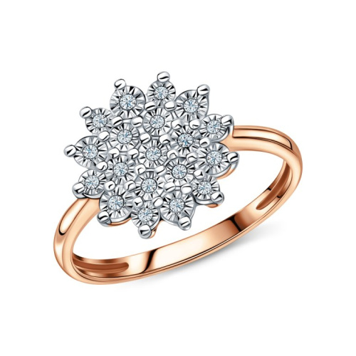 Золотое кольцо с бриллиантами природными