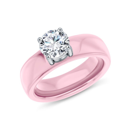 Керамическое кольцо с фианитом и элементом из стали