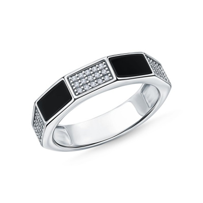 Серебряное кольцо с эмалью и фианитами