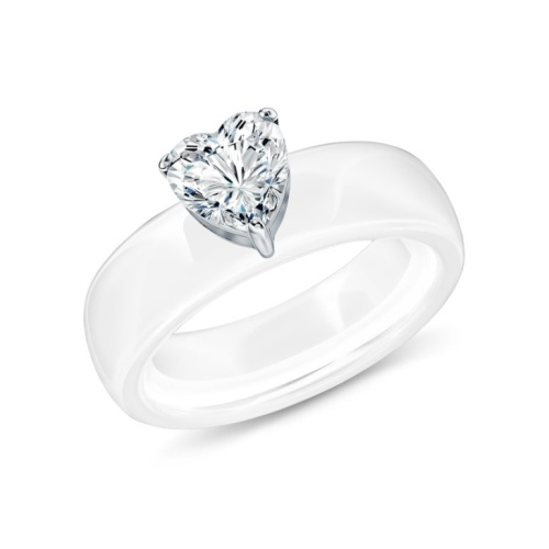 Керамическое кольцо с фианитом и элементом из стали