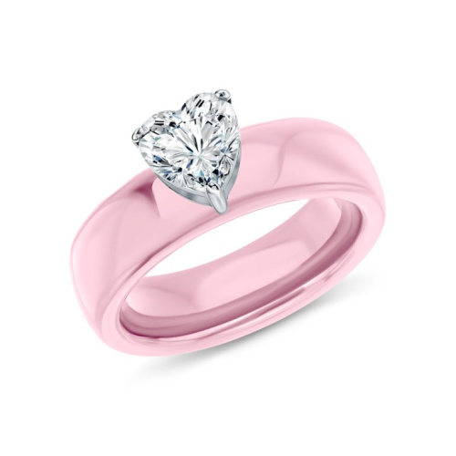 Керамическое кольцо с фианитом и элементом из стали