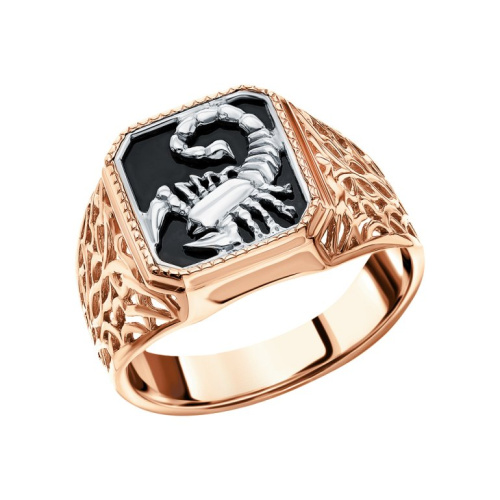 Золотое кольцо с фианитами "Скорпион"