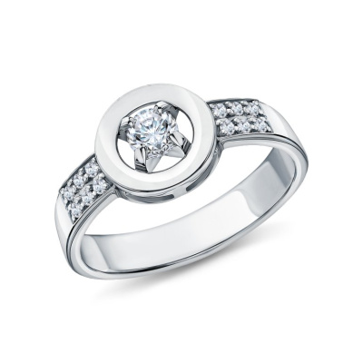 Серебряное кольцо с муассанитом и фианитами