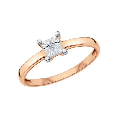 Золотое кольцо с бриллиантами природными