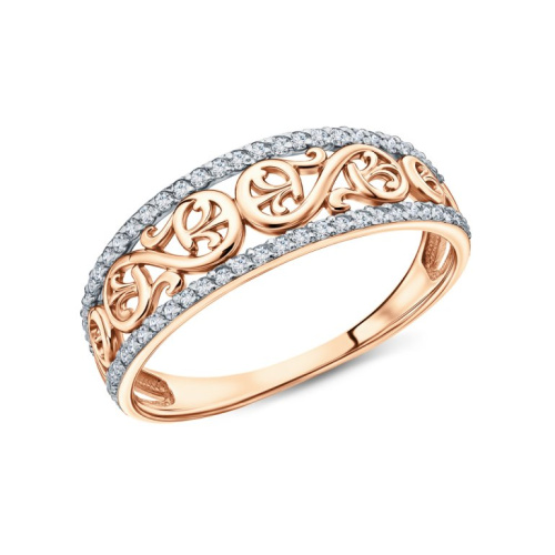 Золотое кольцо с бриллиантами природными