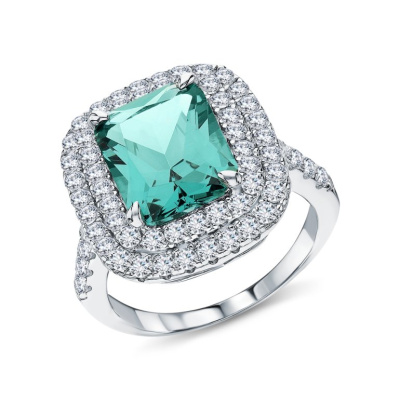 Серебряное кольцо с фианитами и алпанитом