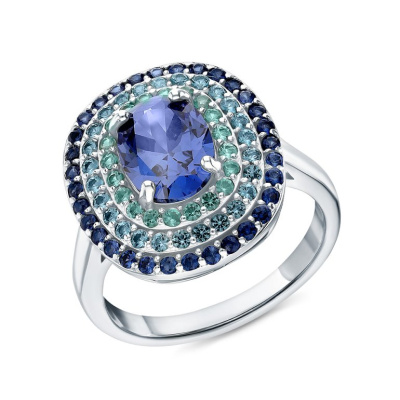 Серебряное кольцо с фианитами и алпанитом