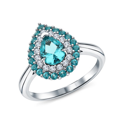 Серебряное кольцо с фианитами и алпанитом