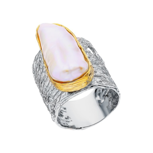 Серебряное кольцо с жемчугом природным