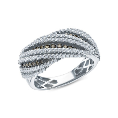 Золотое кольцо с бриллиантами коньячными природными