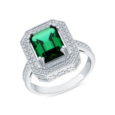 Серебряное кольцо с фианитами и ситаллами