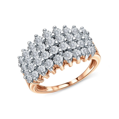 Золотое кольцо с бриллиантами природными