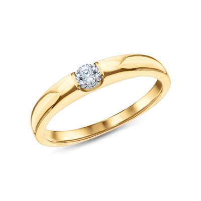 Золотое обручальное кольцо с бриллиантом