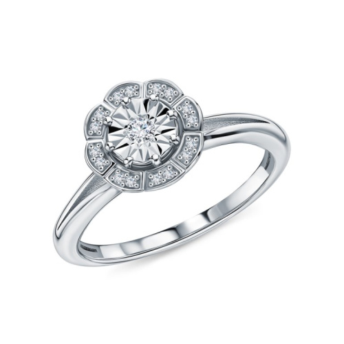 Серебряное кольцо с бриллиантами выращенными