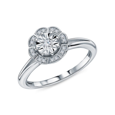 Серебряное кольцо с бриллиантами выращенными