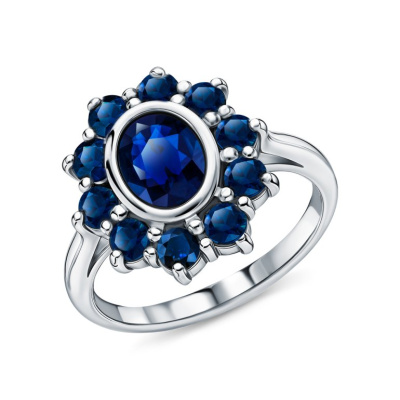 Серебряное кольцо с сапфирами природными
