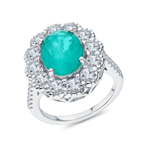 Серебряное кольцо с фианитами и алпанитом