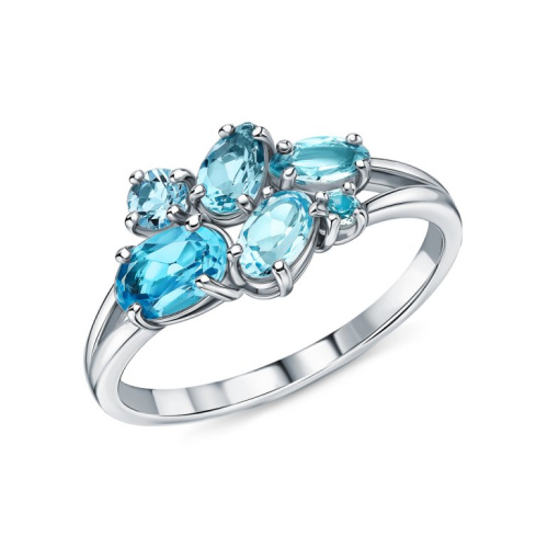 Серебряное кольцо с топазами природными