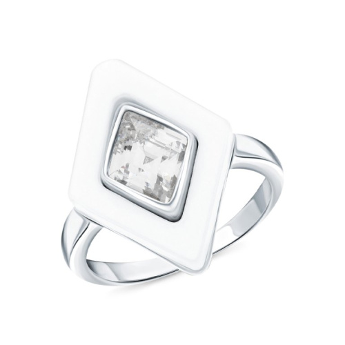 Серебряное кольцо с фианитами и керамикой