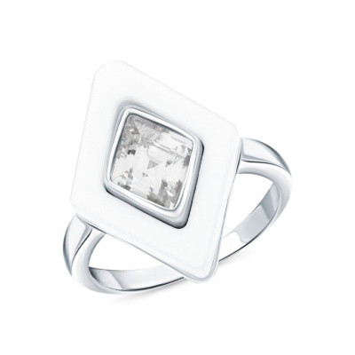 Серебряное кольцо с фианитами и керамикой