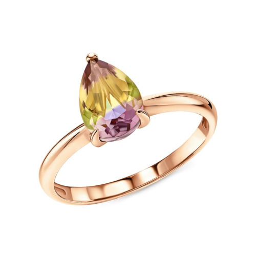 Золотое кольцо с аметрином гитротермальным