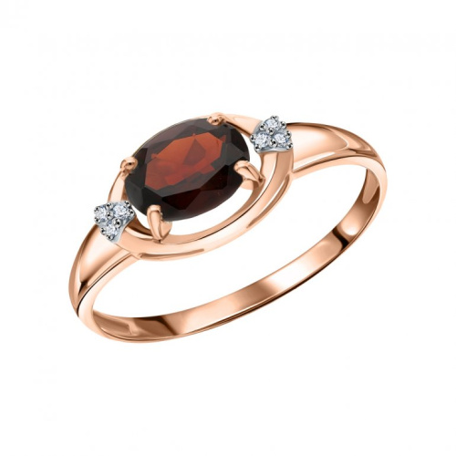 Золотое кольцо с фианитами и гранатами природными