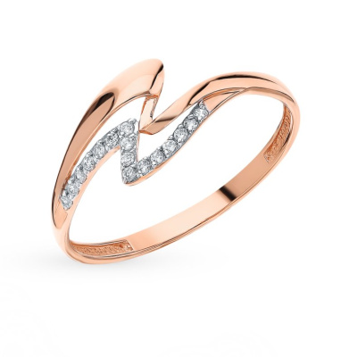 Золотое кольцо с фианитами