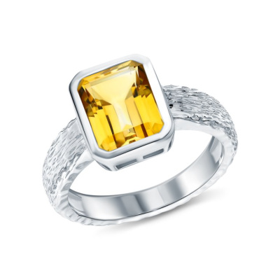 Серебряное кольцо с цитрином природным