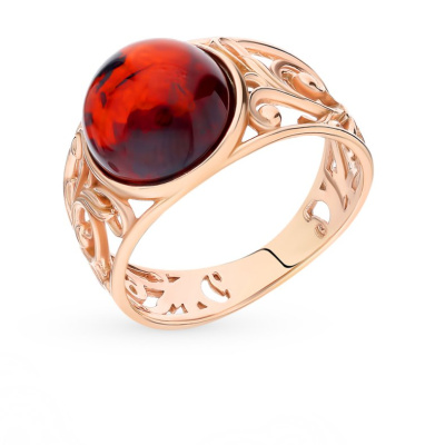 Серебряное кольцо с янтарем природным