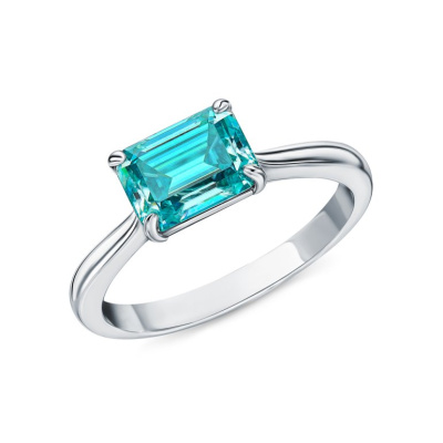 Серебряное кольцо с муассанитом параиба