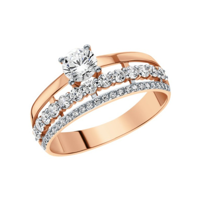 Золотое кольцо с фианитами