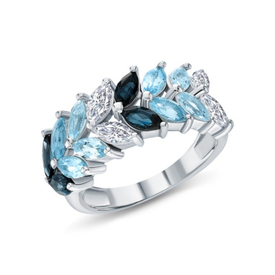 Серебряное кольцо с топазами природными