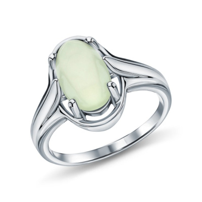 Серебряное кольцо с пренитами природными