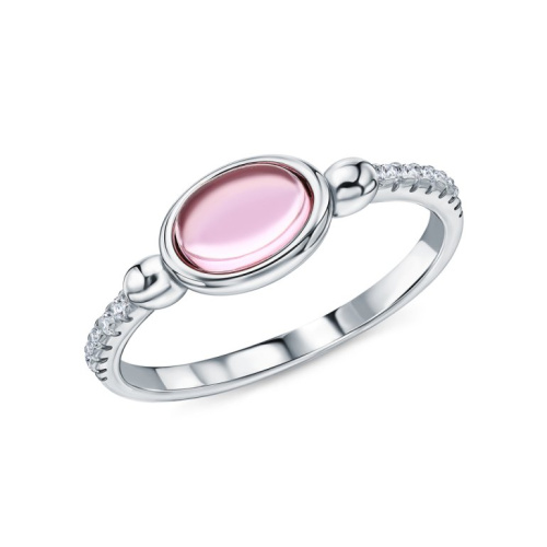 Серебряное кольцо с фианитами и ситаллами