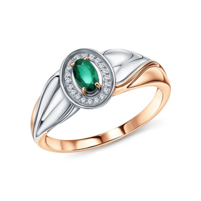 Золотое кольцо с бриллиантами природными и изумрудами природными